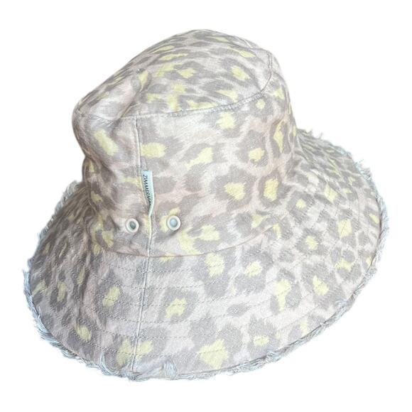 Zimmermann Beige Linen Leopard Print Panama Hat Fringe OS Women Designer Summer main image 6
